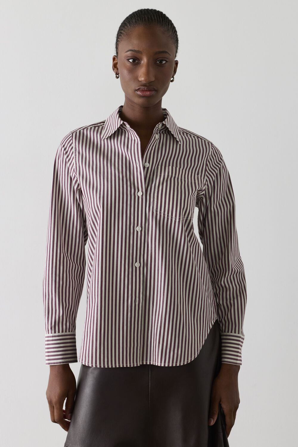 Burgundy Relaxed Fit Stripe Shirt