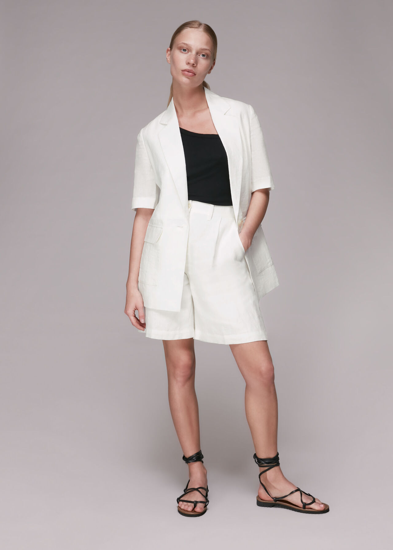 Short Sleeve Linen Jacket