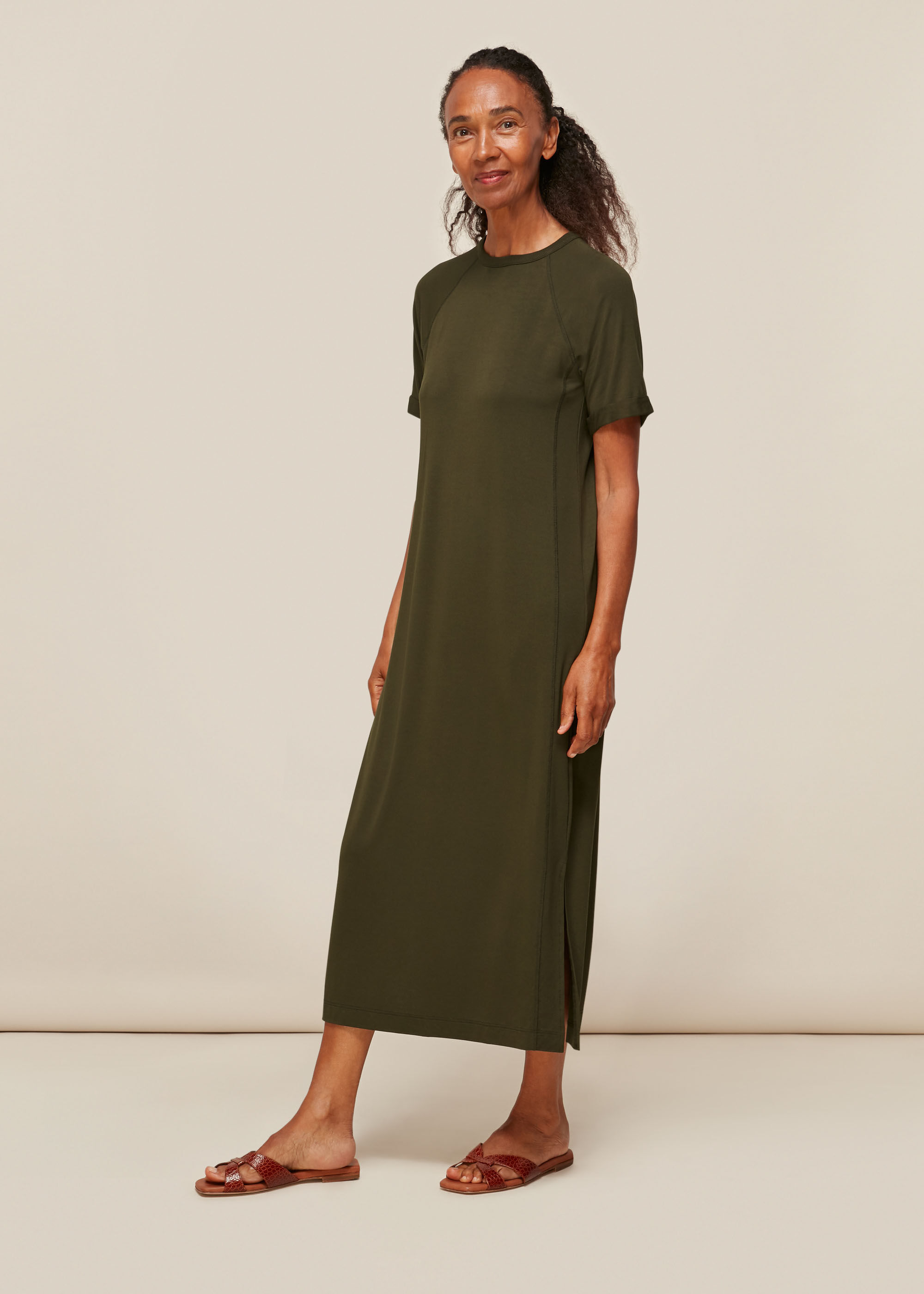 Khaki Jersey Longline Dress WHISTLES