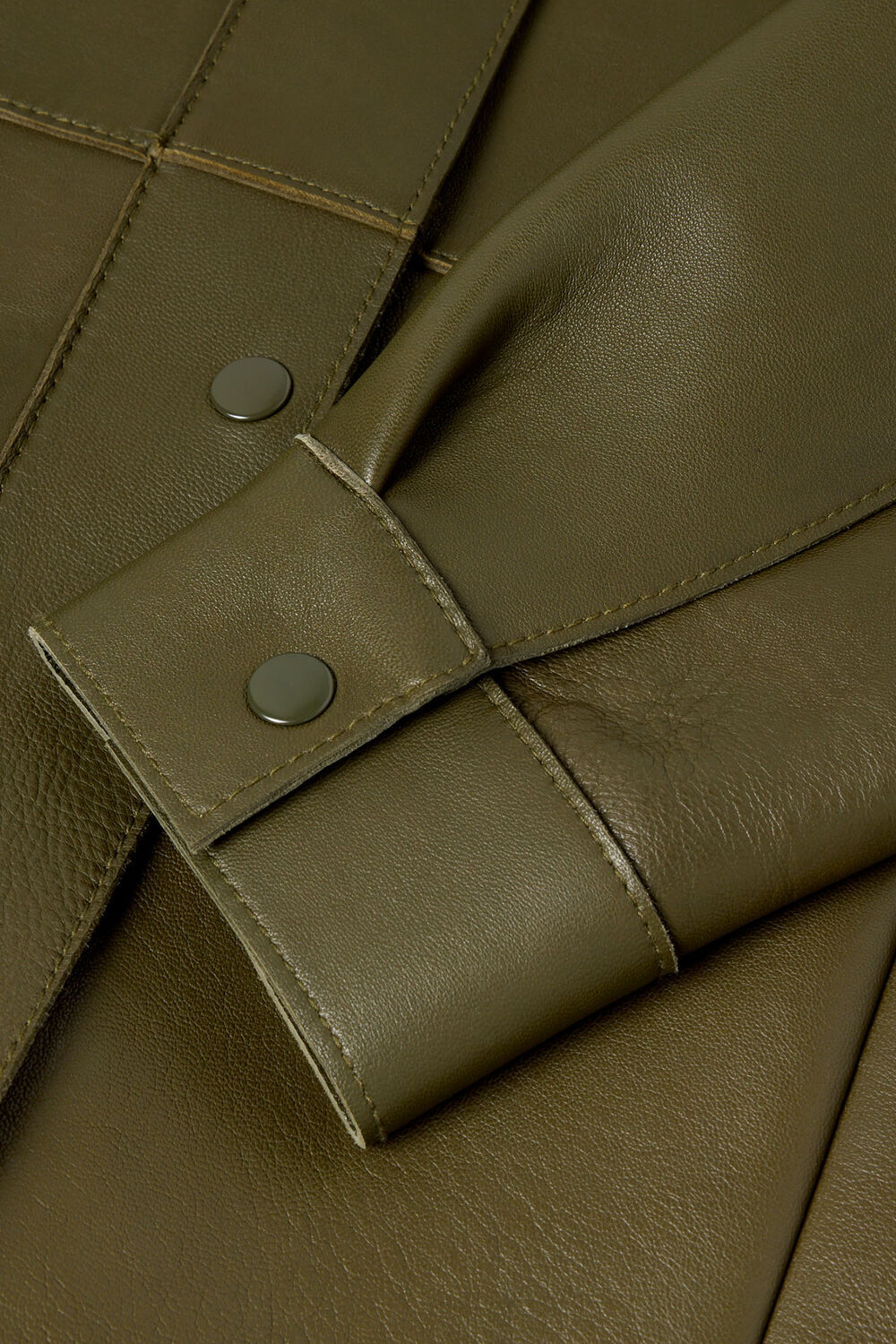 Khaki Clean Bonded Leather Jacket