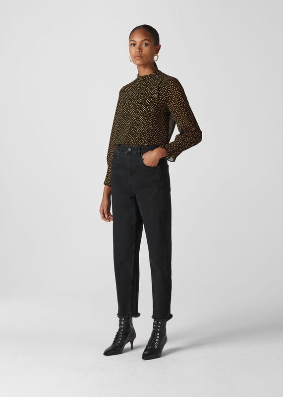 Yellow Confetti Heart Button Top