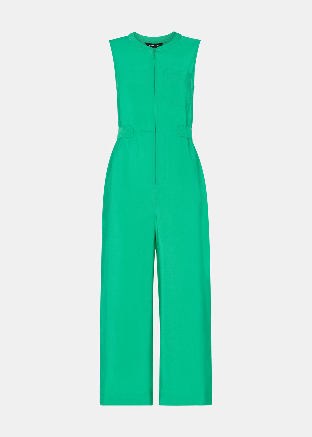 Front Zip Lapels Midi Jumpsuit (Forest Green)
