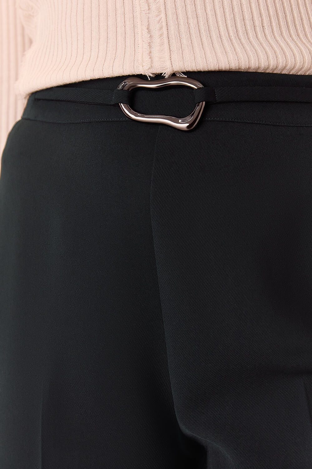 Black Corinna Belted Crepe Trouser