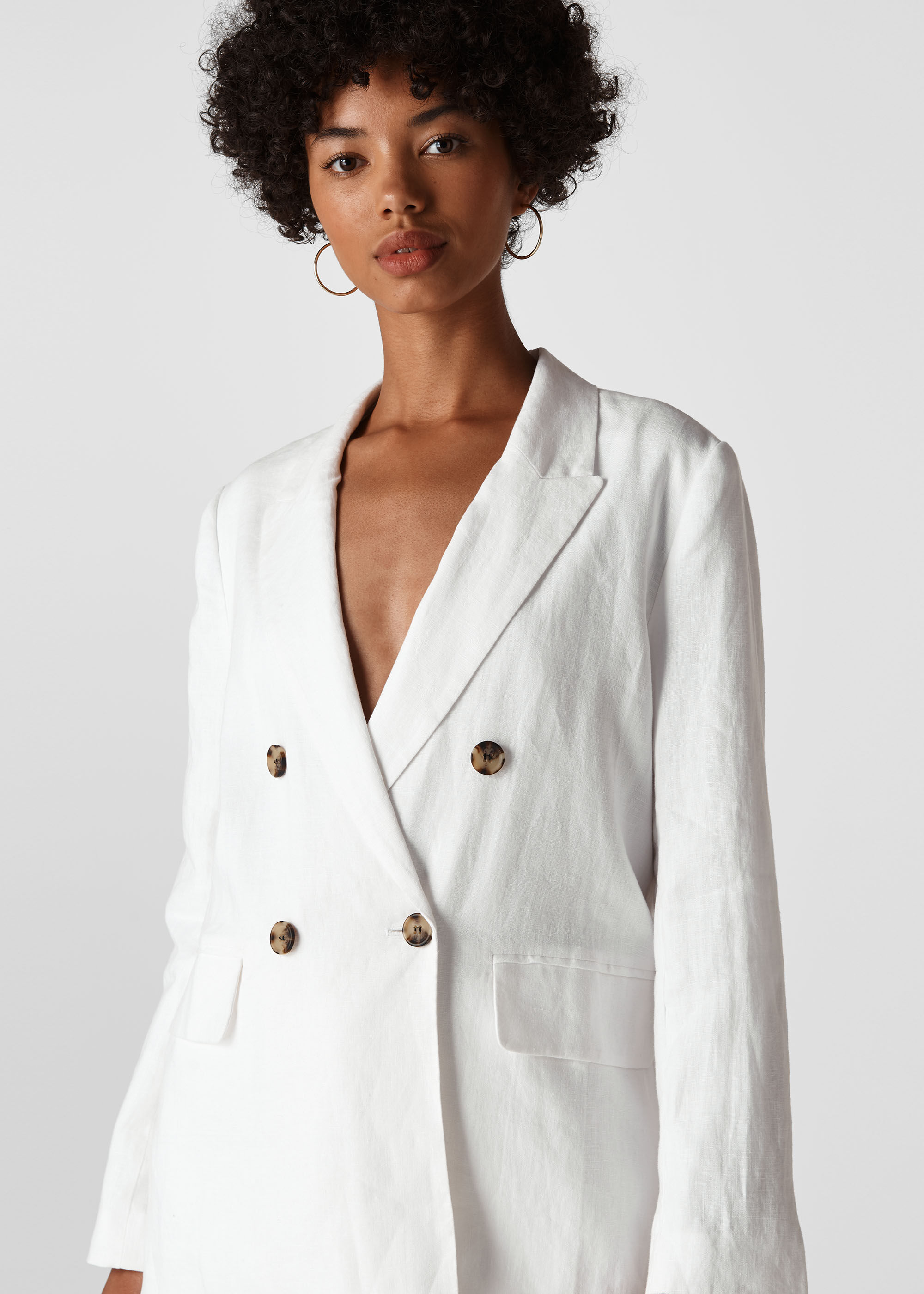Women's double breasted linen blazer new arrivals