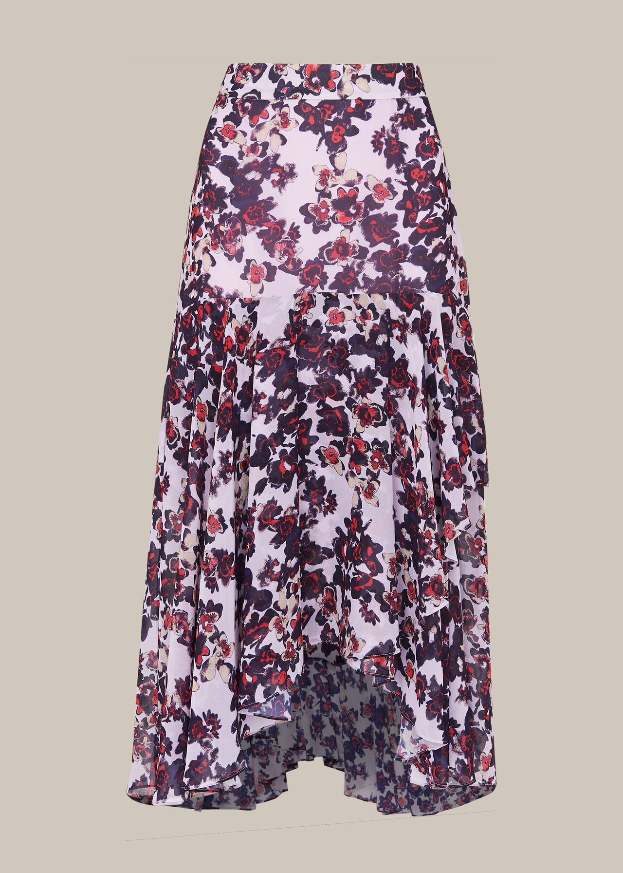 Floral Asymmetric Skirt Multicolour