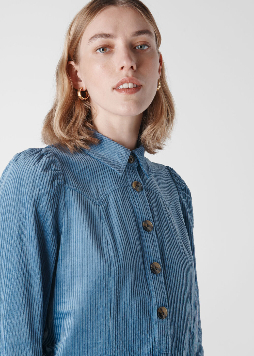 Chunky Cord Western Dress Pale Blue