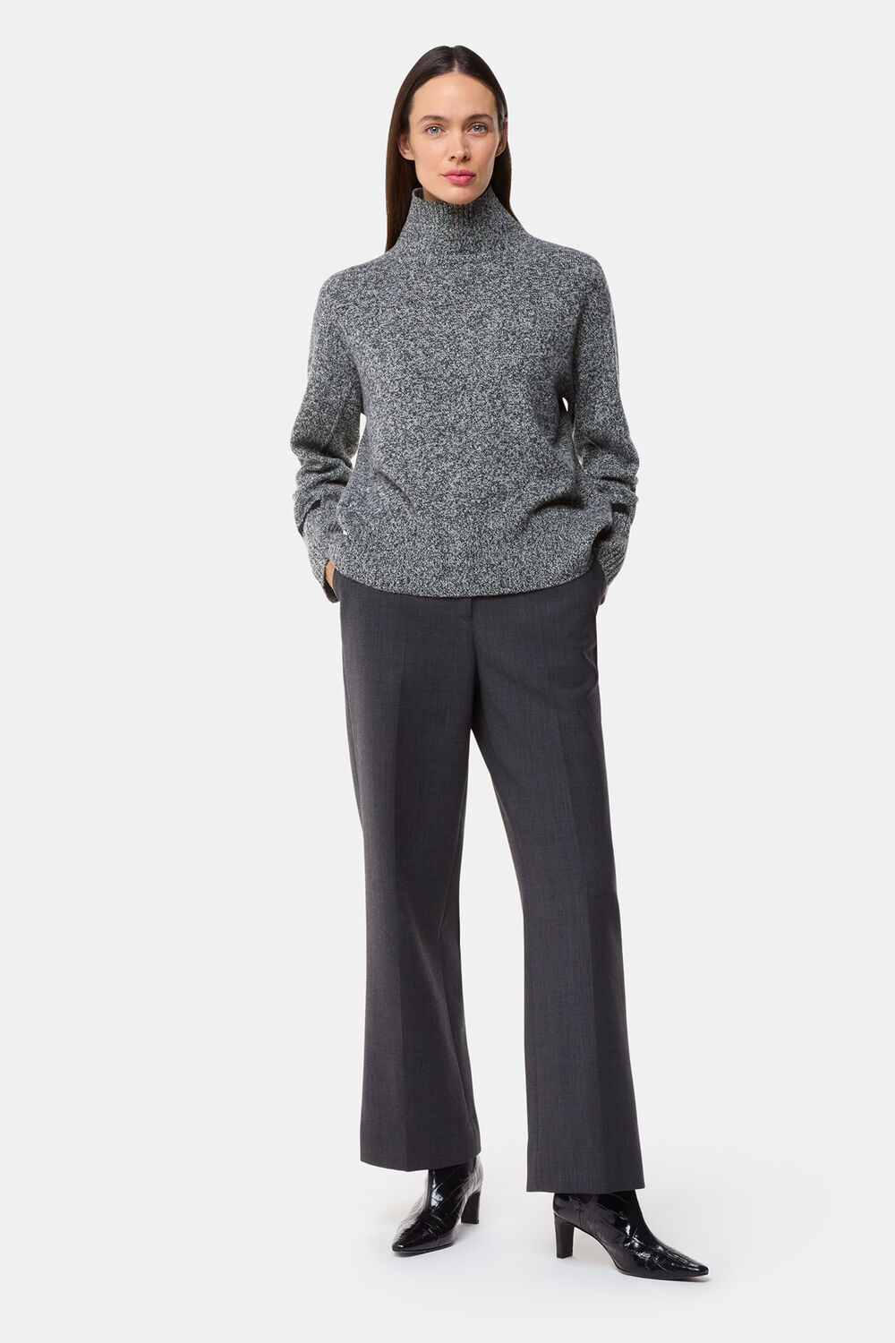 Wool Fleck Funnel Neck Knit