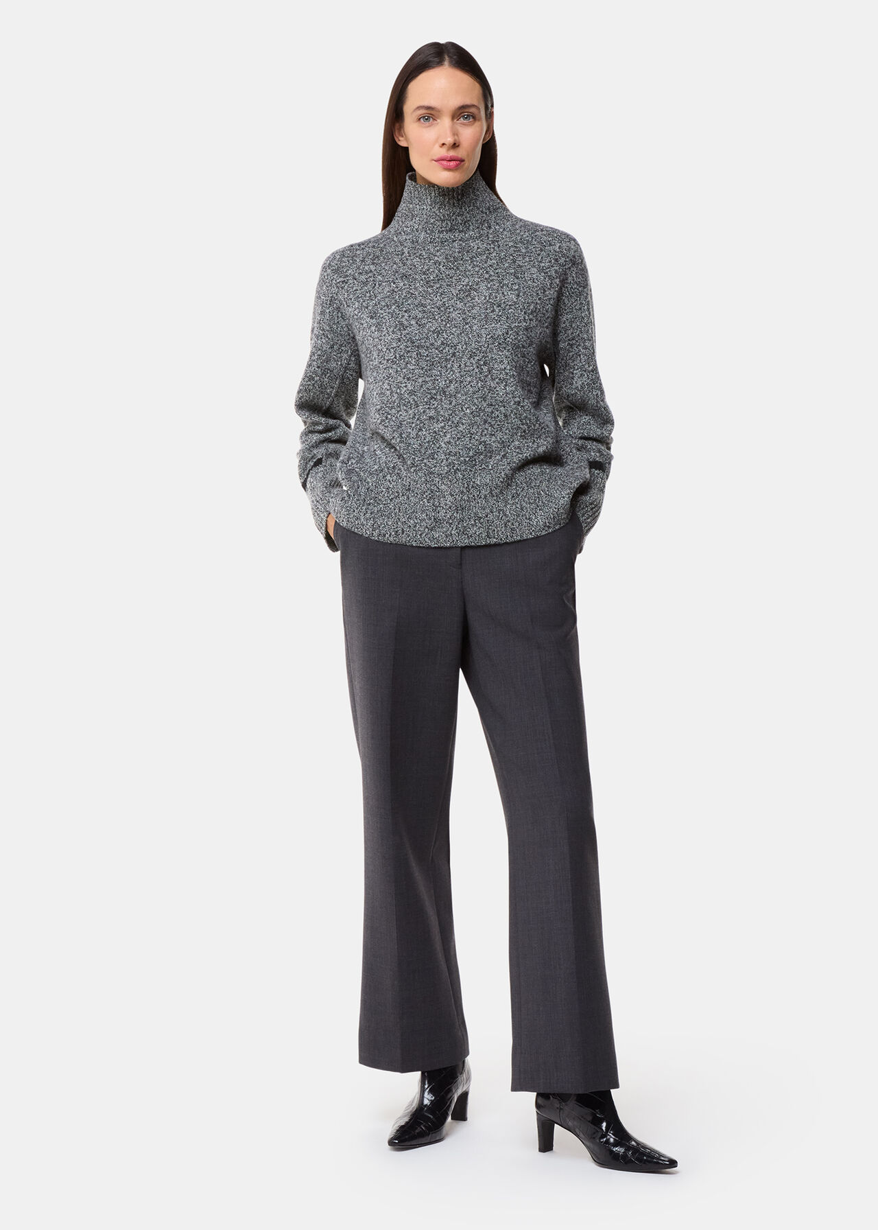 Wool Fleck Funnel Neck Knit