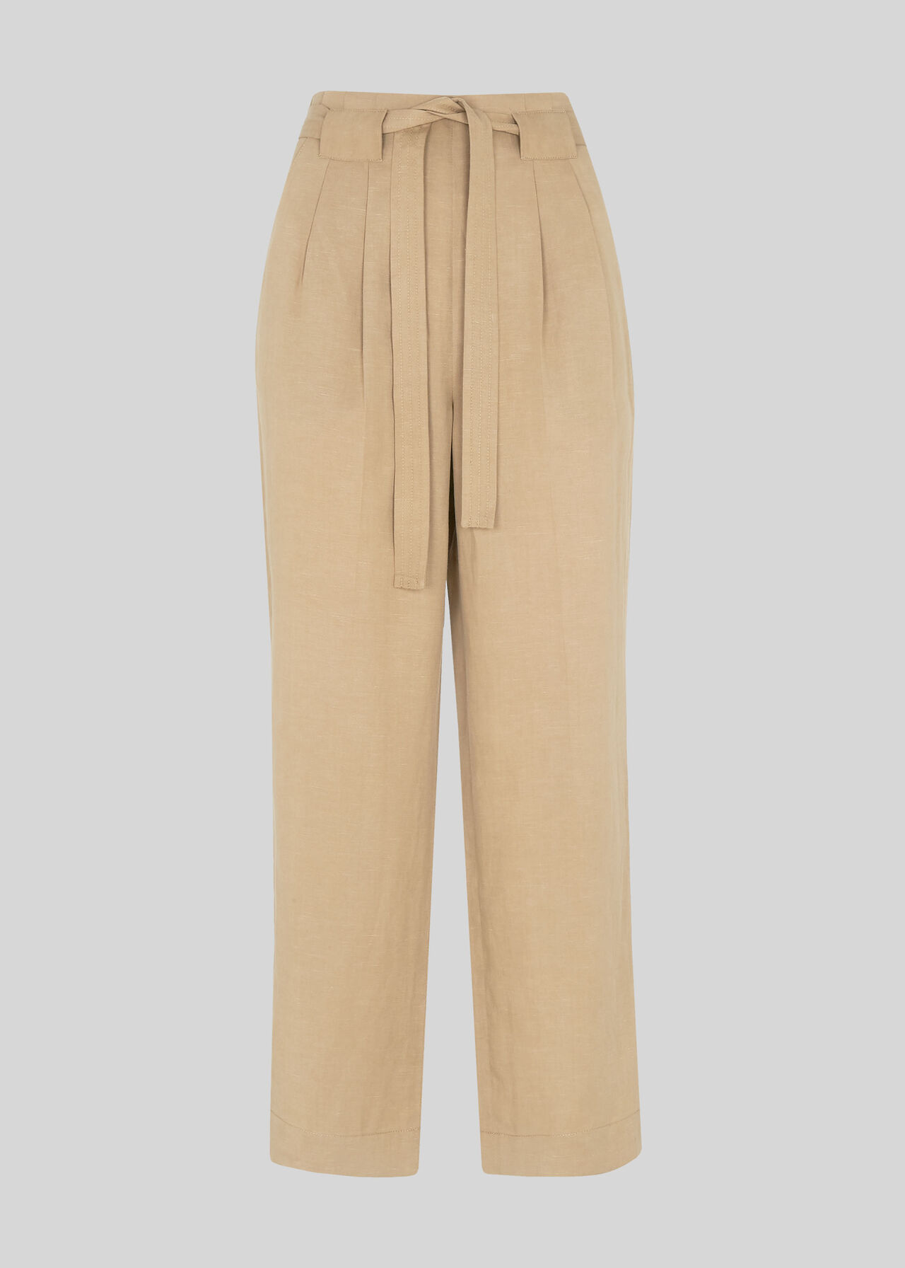 Belted Wide Leg Crop Trouser Neutral