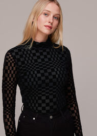 Illusion Checked Mesh Top