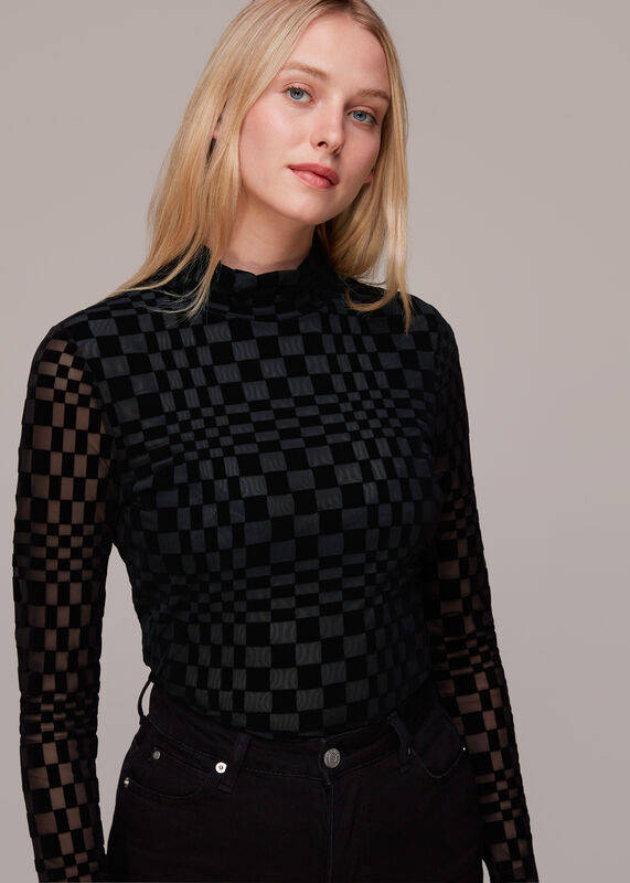 Illusion Checked Mesh Top