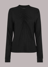 Ruched Zip Neck Top