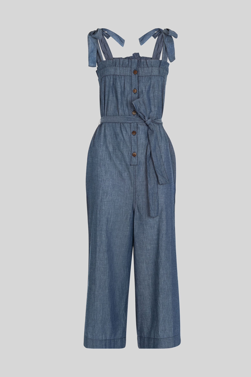Tie Chambray Jumpsuit Denim