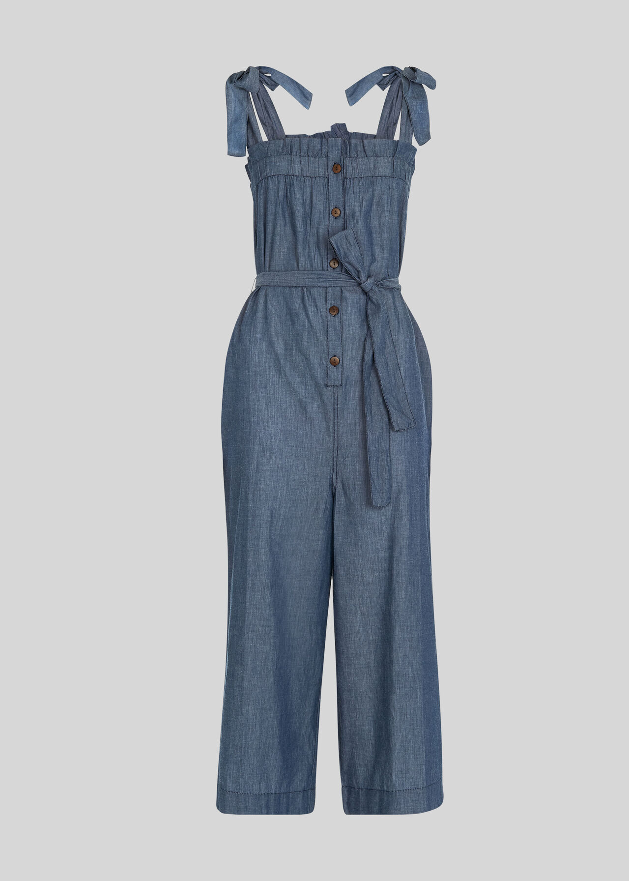 Tie Chambray Jumpsuit Denim