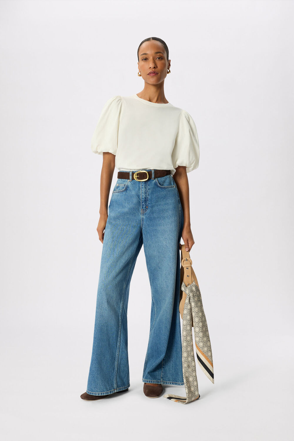 Ivory Puff Sleeve Detail Tee