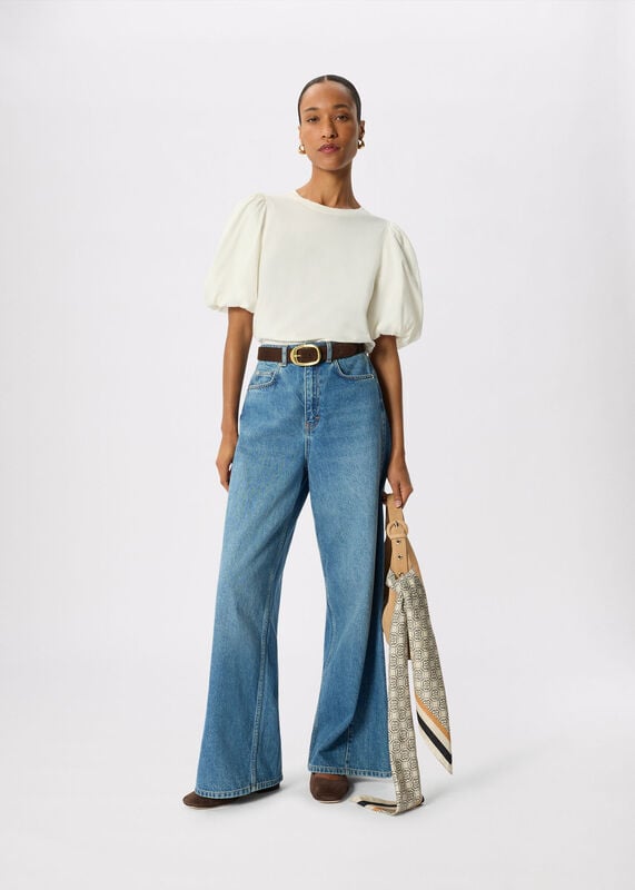 Ivory Puff Sleeve Detail Tee