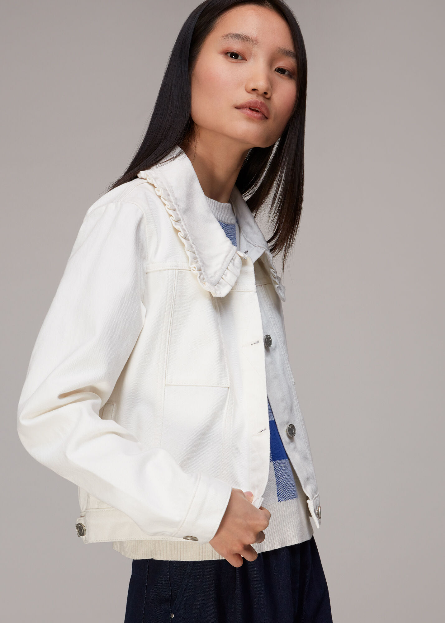 Denim jacket white collar online