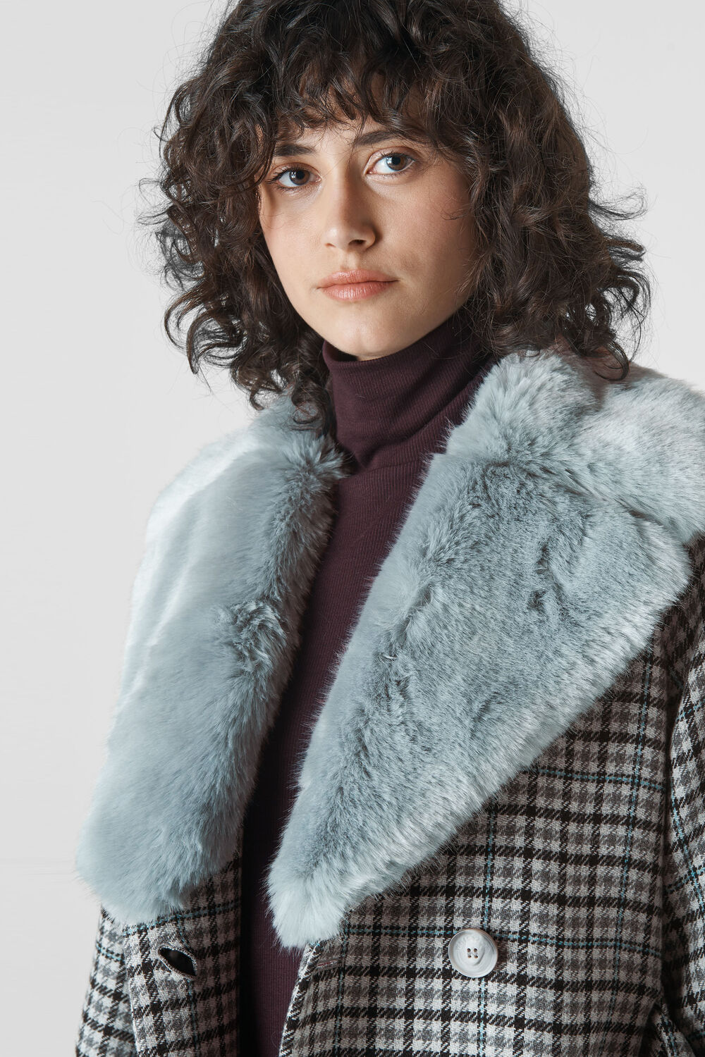 Fur Collar Coat Multicolour