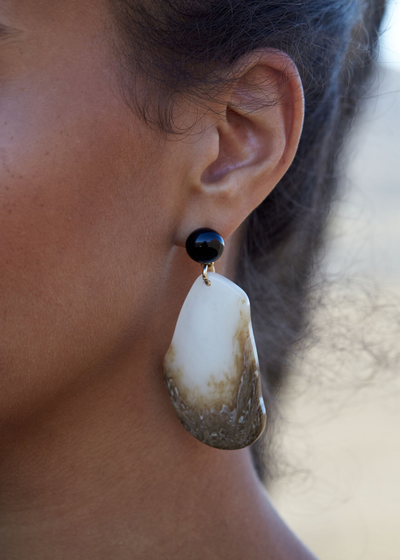 Stone Effect Drop Earring Brown/Multi