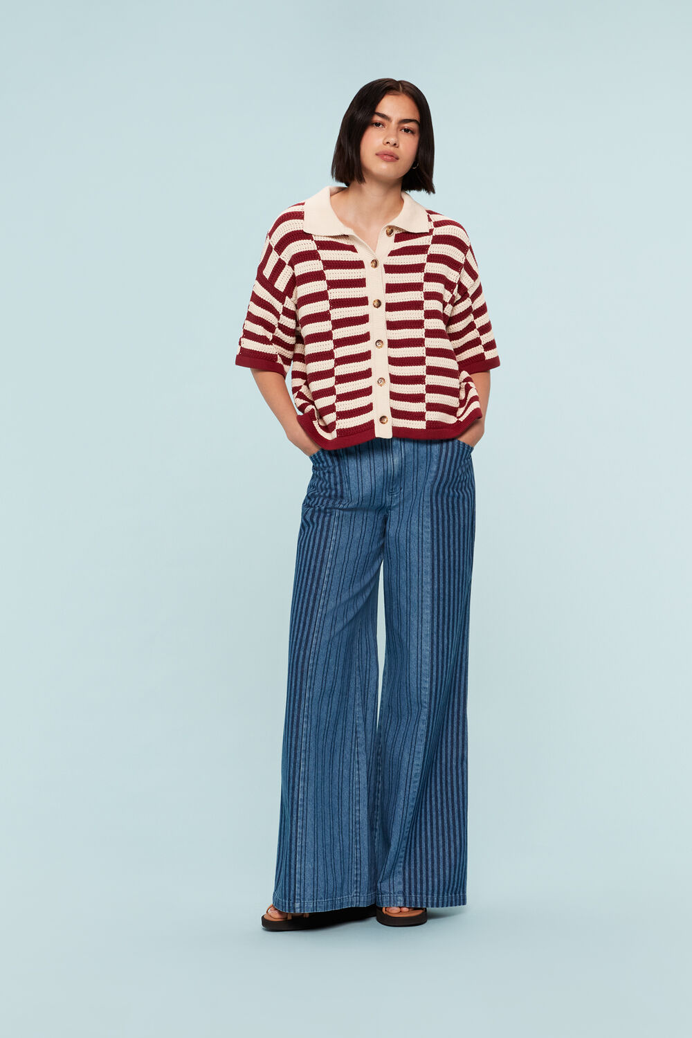 Crochet Stepped Stripe Shirt