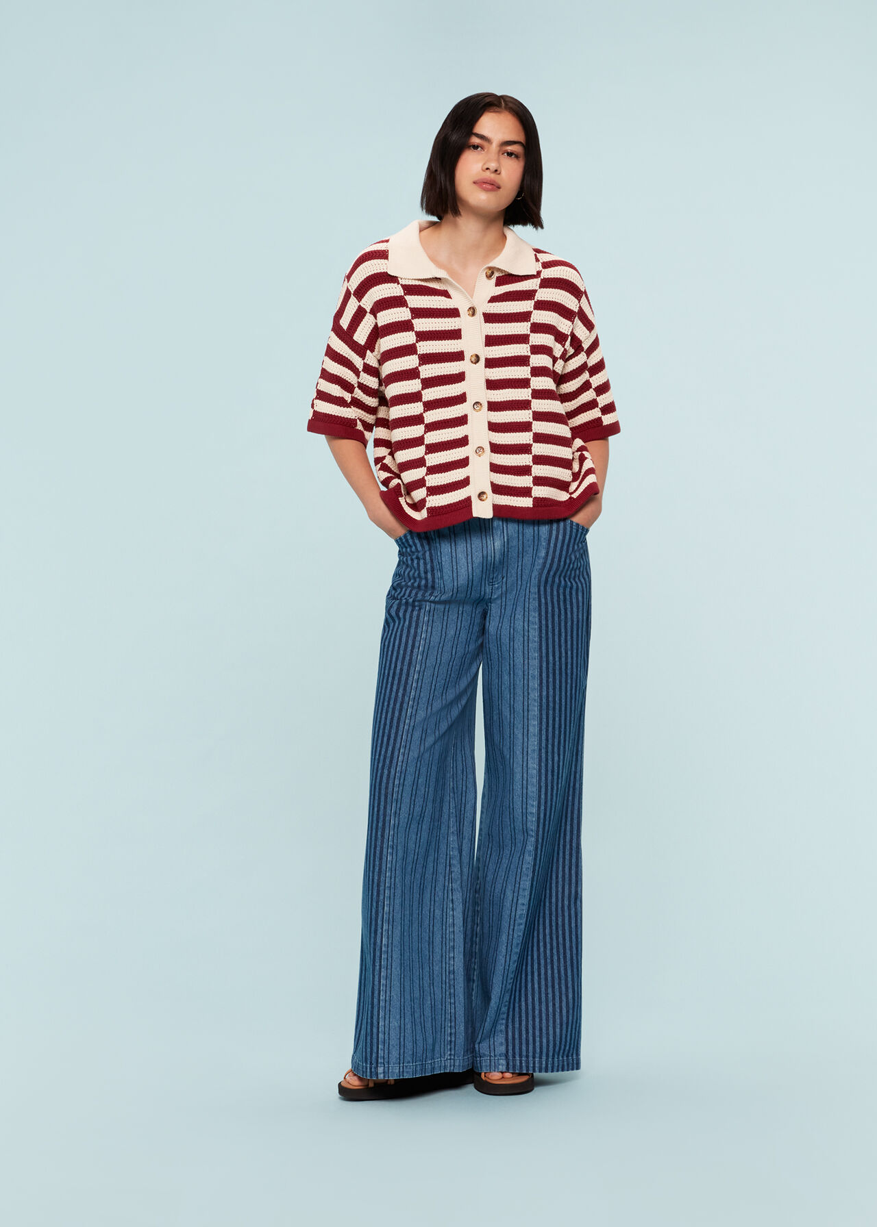 Crochet Stepped Stripe Shirt