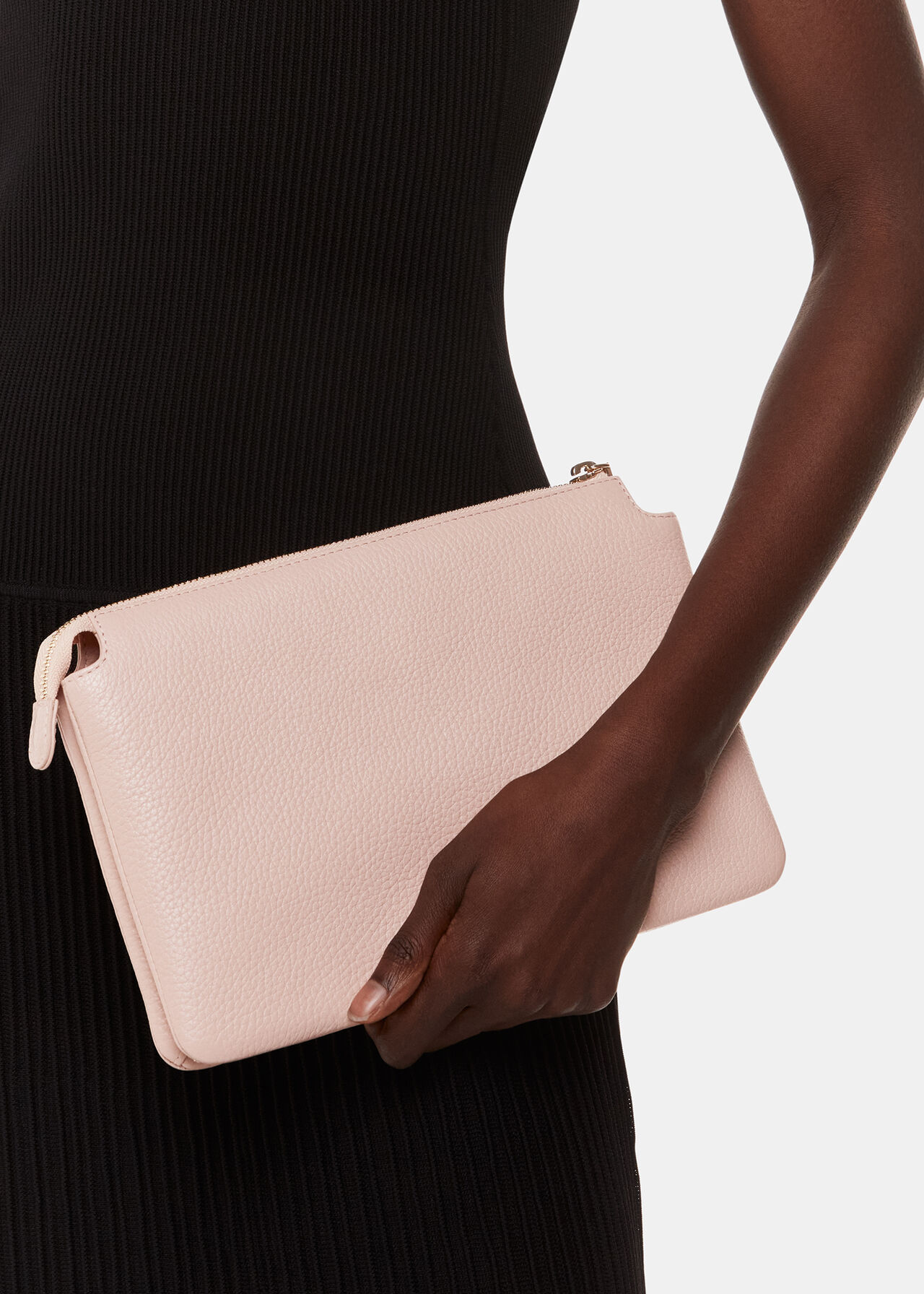 Pale Pink Elita Double Pouch Clutch WHISTLES Whistles UK