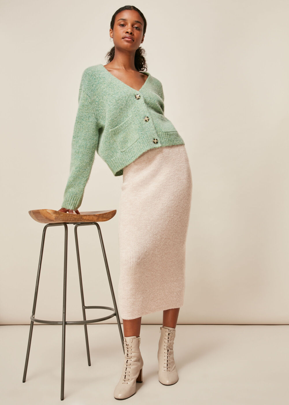 Ribbed Knitted Tube Skirt