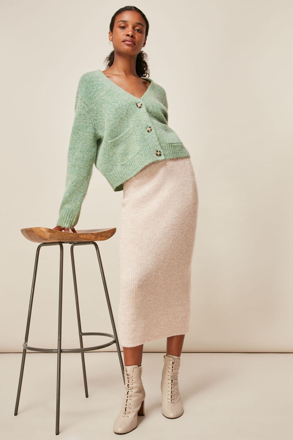 Ribbed Knitted Tube Skirt