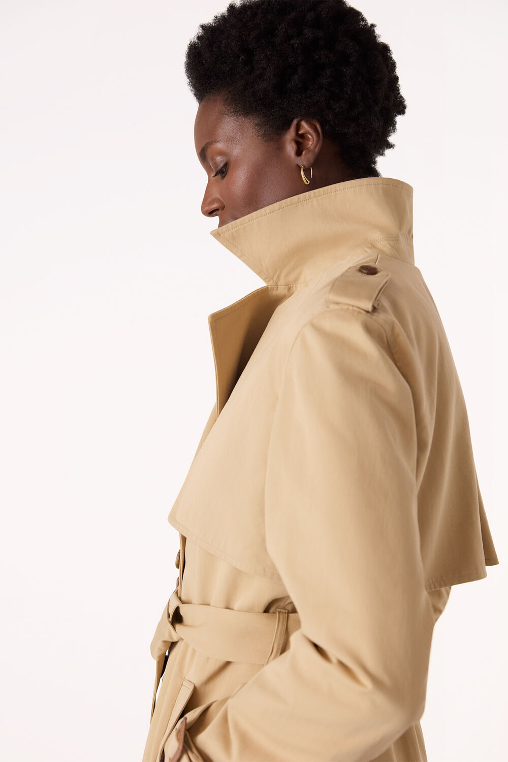 Neutral Belted Trench Coat