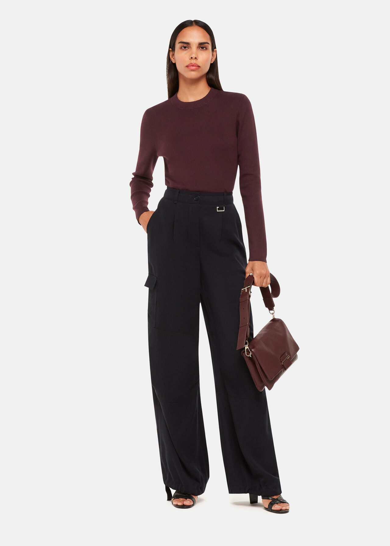 Keyhole Back Crew Neck Knit