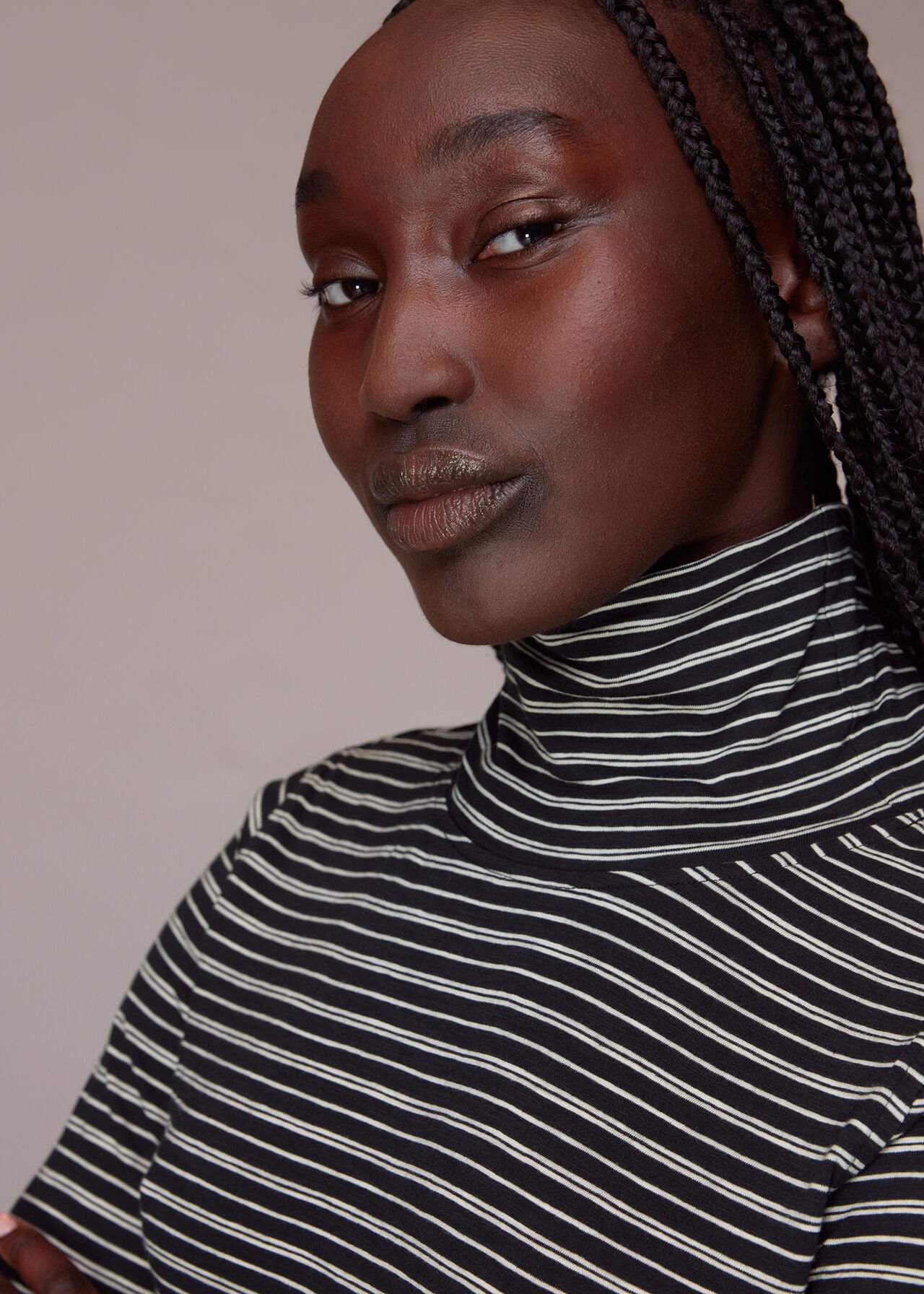 Contrasting Stripe Roll Neck