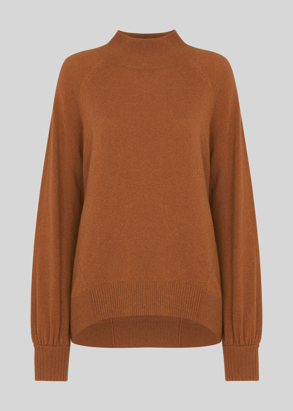 Funnel Neck Cashmere Knit Toffee