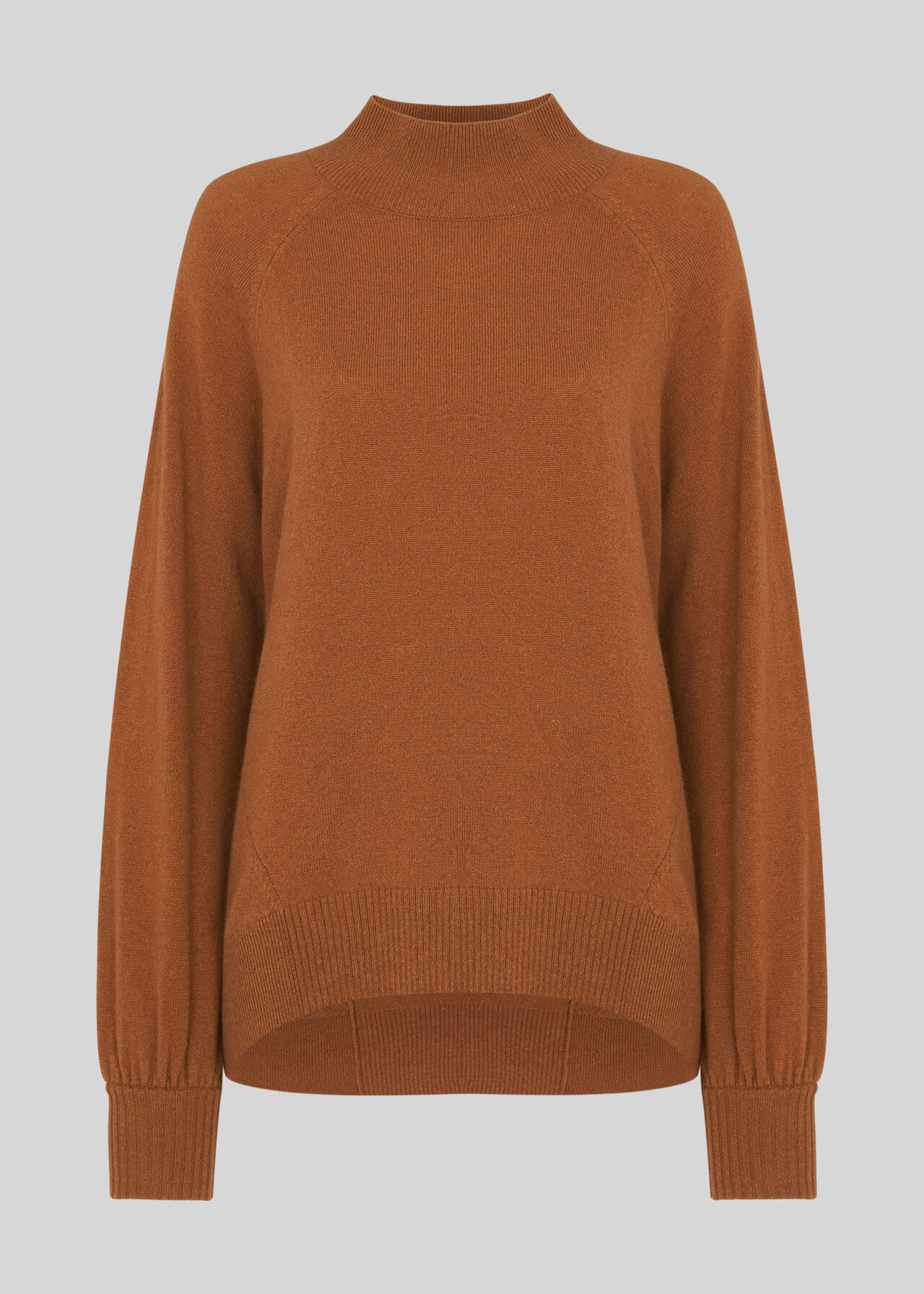 Funnel Neck Cashmere Knit Toffee