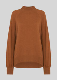 Funnel Neck Cashmere Knit Toffee