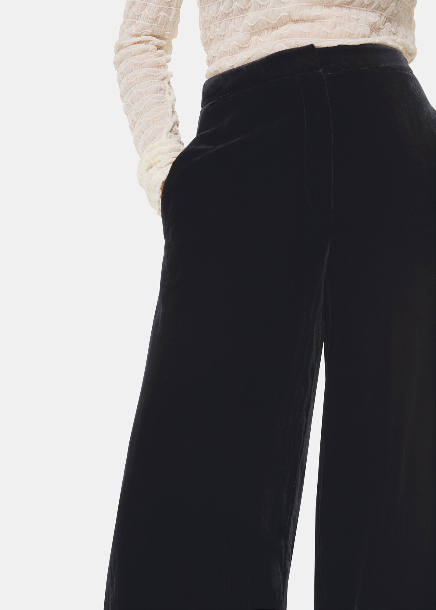 Petite black velvet trousers clearance