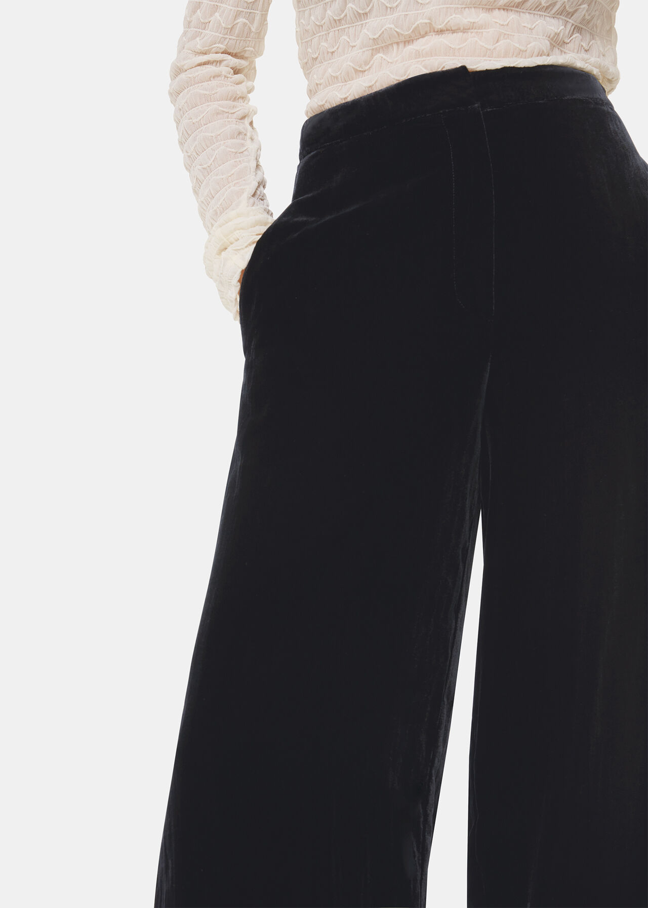 Petite Full Length Velvet Trouser