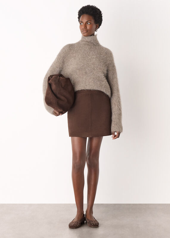 Chocolate Suede A Line Skirt