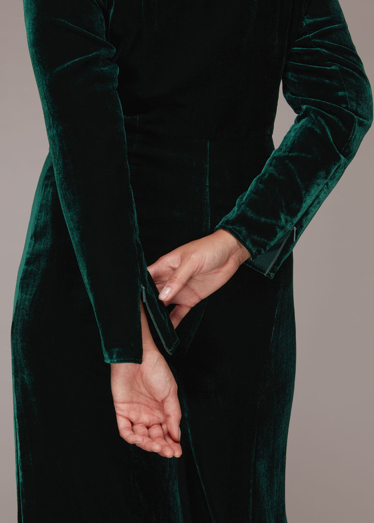 Velvet Zip Front Jumpsuit