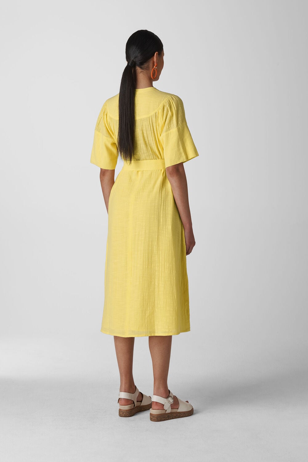 Alicia Tie Textured Dress Lemon