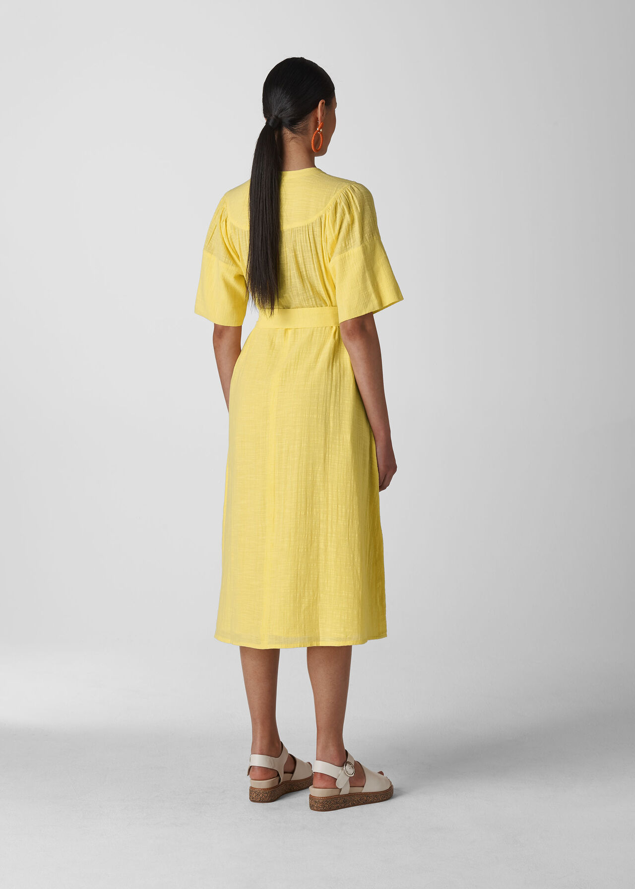 Alicia Tie Textured Dress Lemon