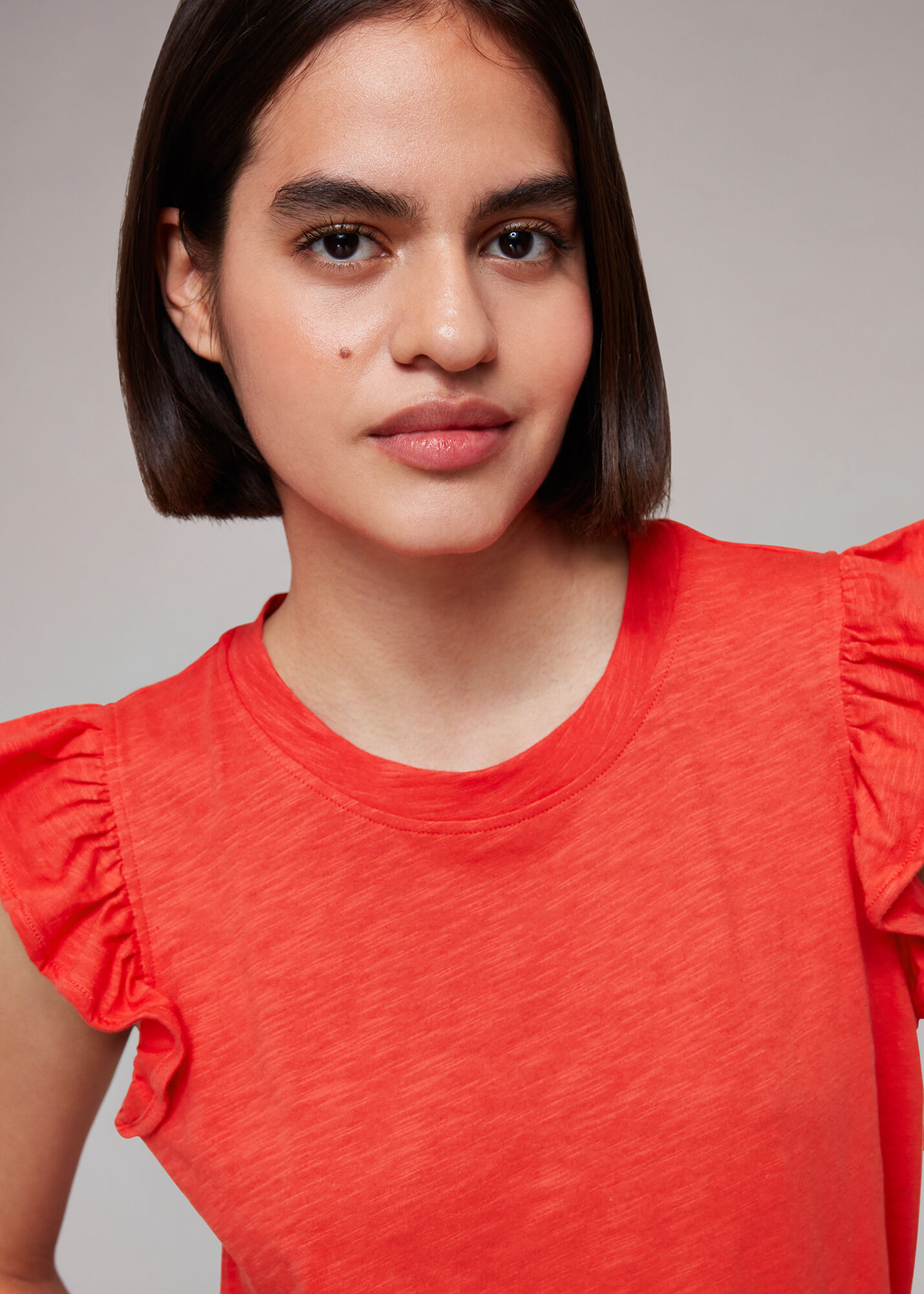 Frill cap sleeve top clearance