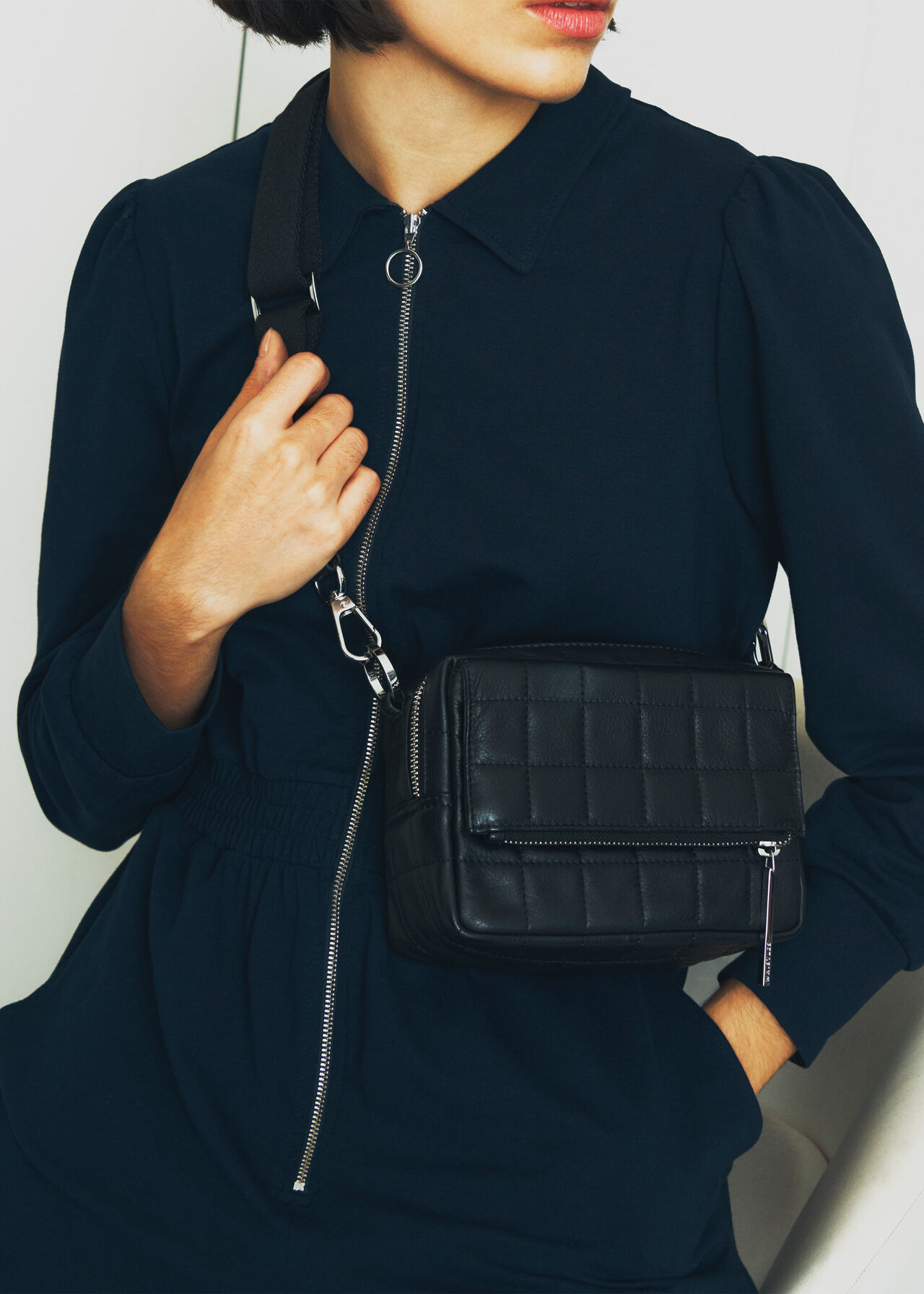 Black Quilted Bibi Crossbody Bag WHISTLES Whistles