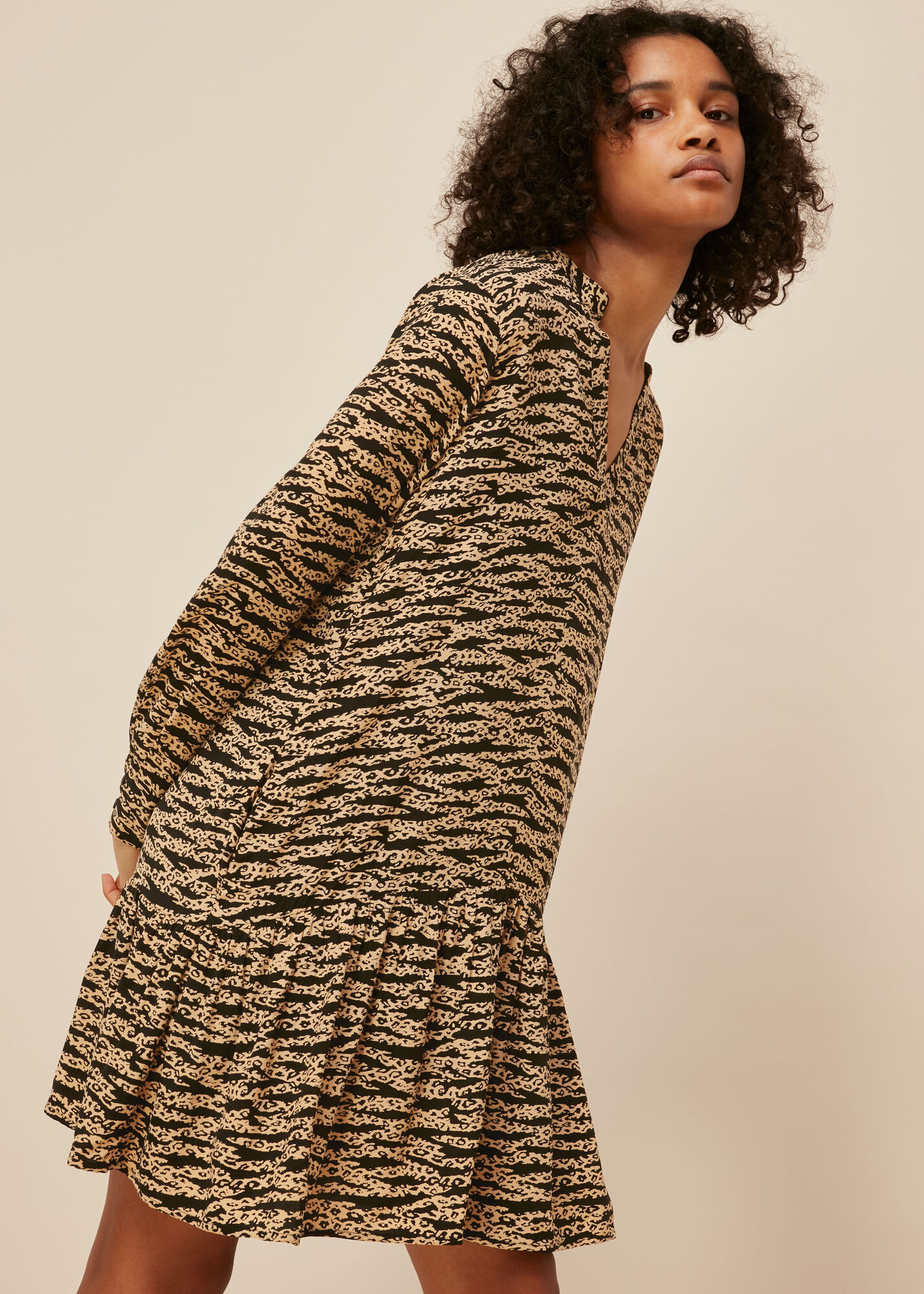 Black/Multi Tiger Leopard Dress WHISTLES