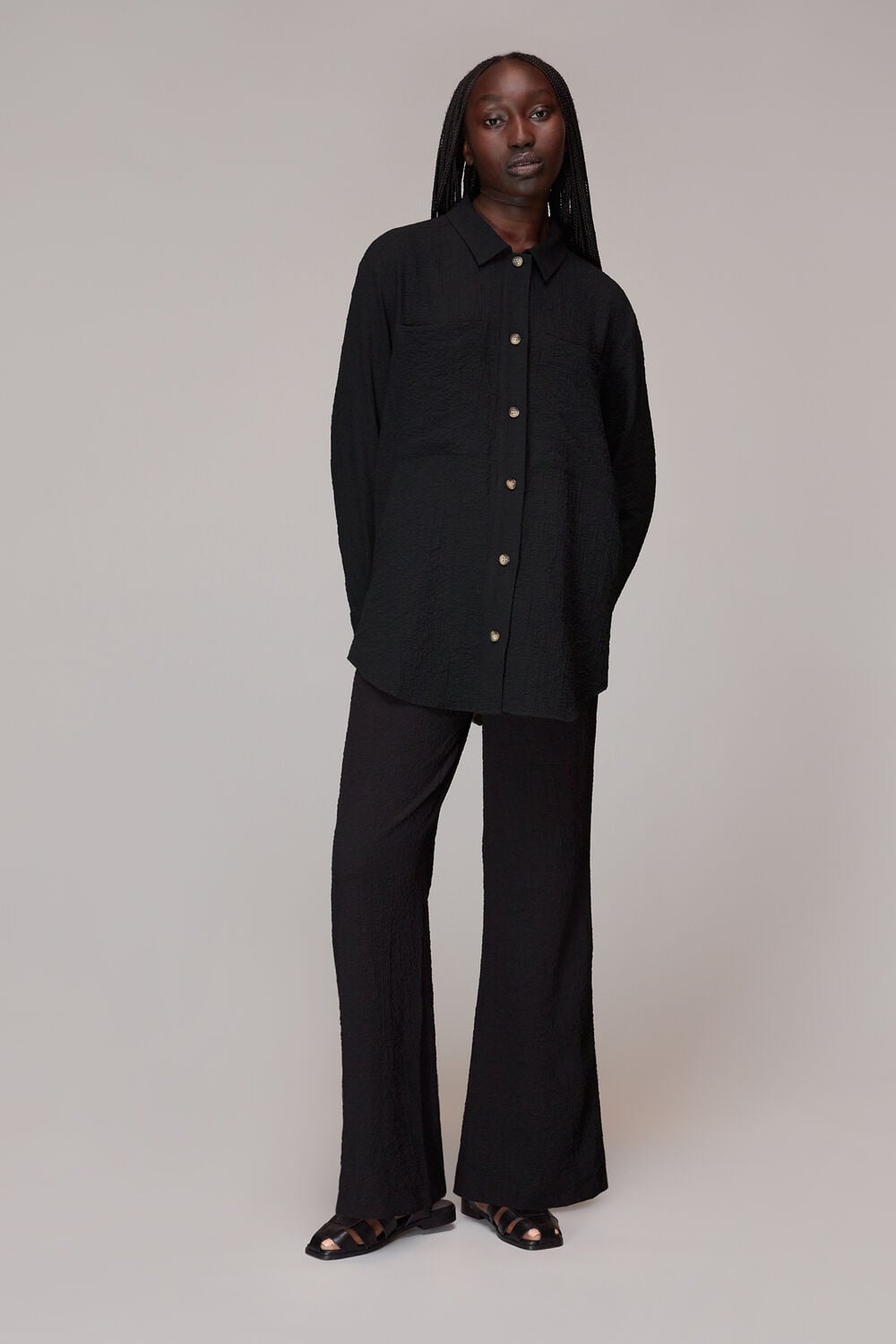 Black Lola Crinkle Overshirt