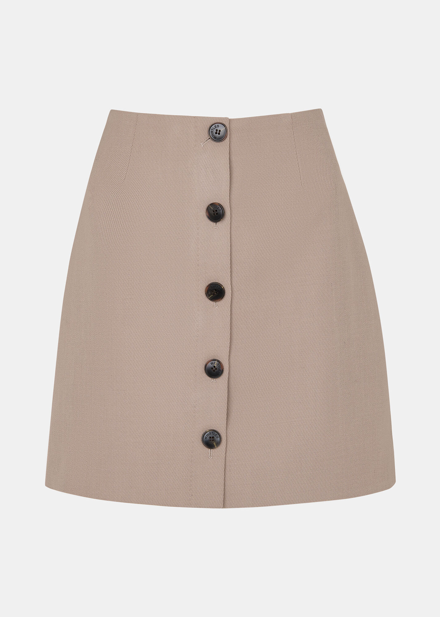 Neutral Button Front Wool Mini Skirt | WHISTLES | Whistles US |