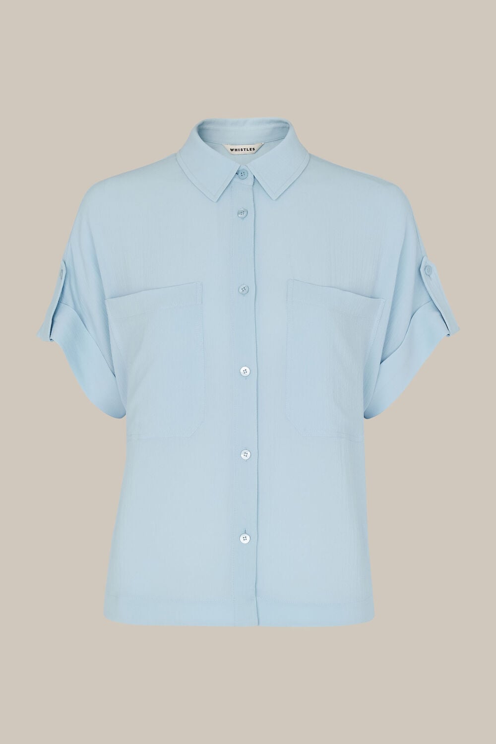 Textured Pocket Blouse Pale Blue