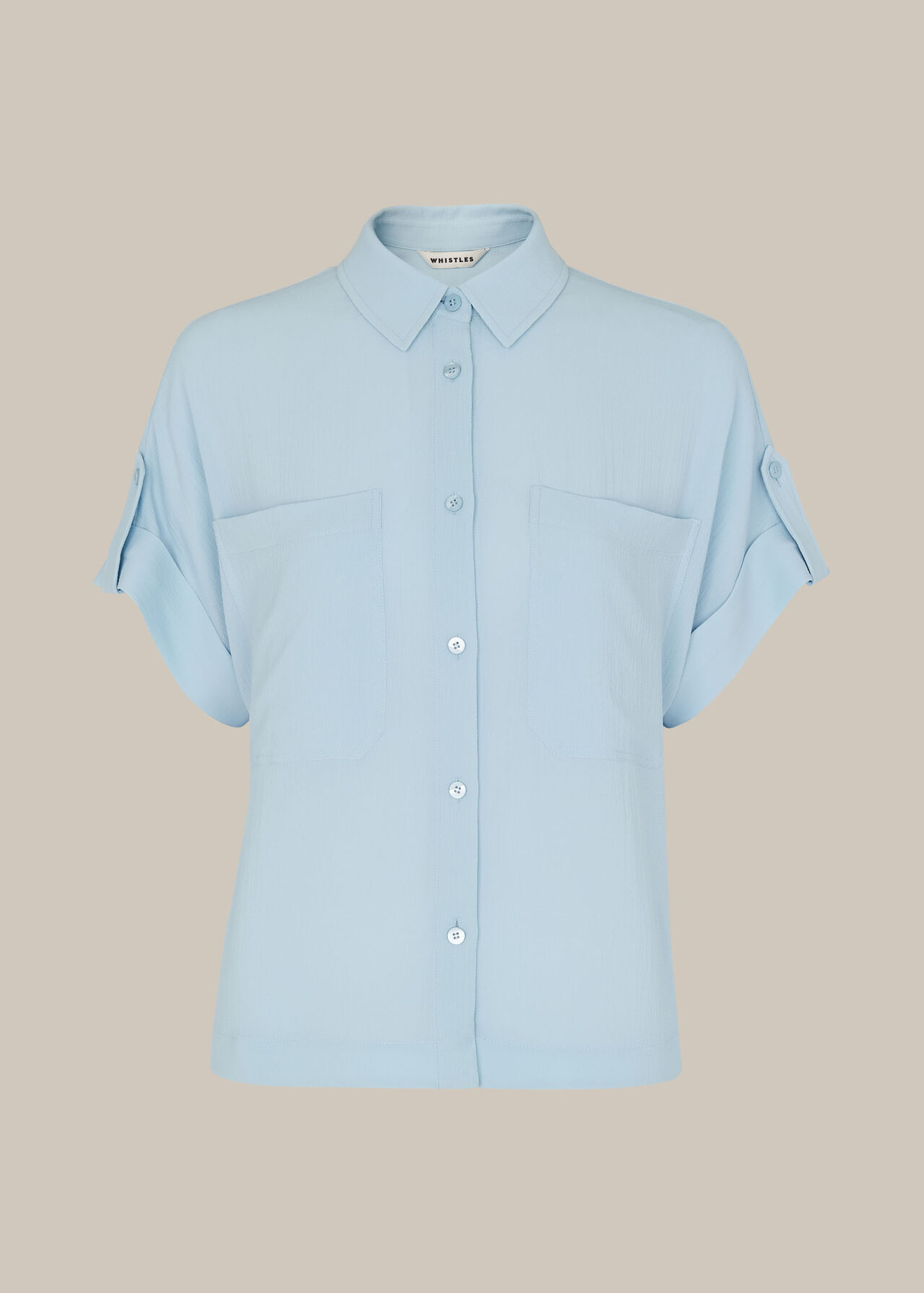 Textured Pocket Blouse Pale Blue