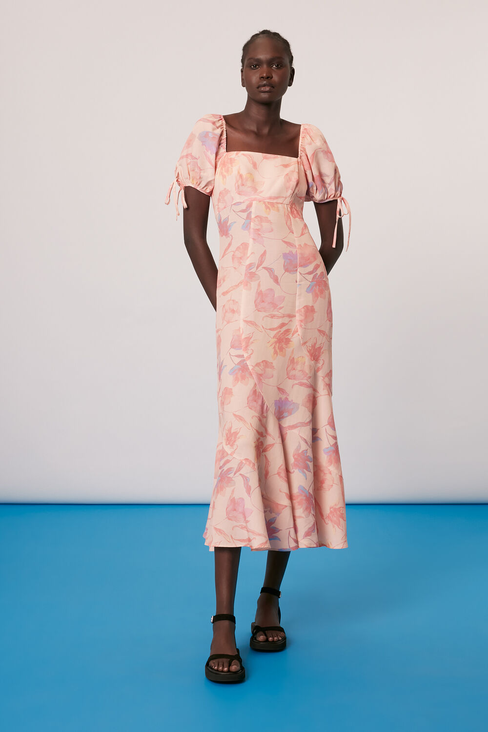 Seam Detail Floral Print Dress