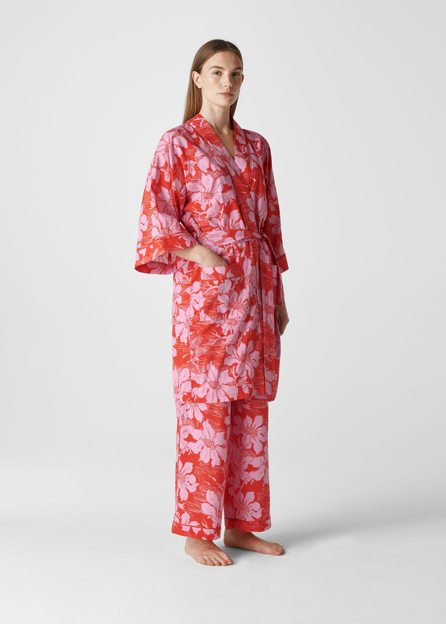 Whistles Women Birds Of Paradise Kimono Gown - Red, White - Xs