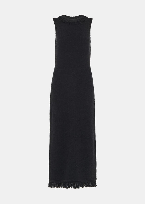 Black Fringe Detail Knitted Dress